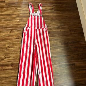 Vintage white and red overalls